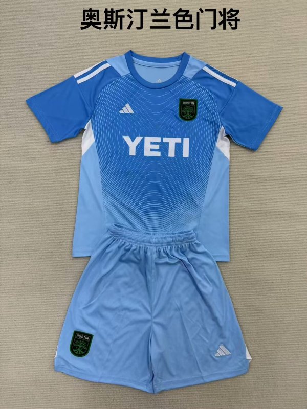 25/26 Austin FC Goalkeeper Blue Kids 1:1 Quality Soccer Jersey