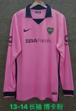 2013/2014 Boca Away Long Sleeve Pink Fans 1:1 Quality Retro Soccer Jersey