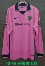 2013/2014 Boca Away Long Sleeve Pink Fans 1:1 Quality Retro Soccer Jersey