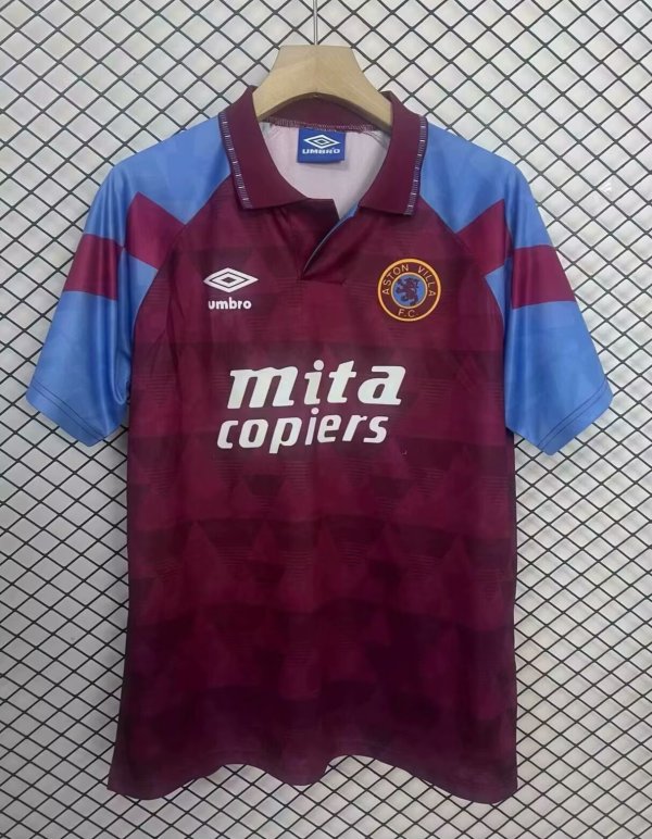 1990  Aston Villa Home Retro 1:1 Quality Soccer Jersey