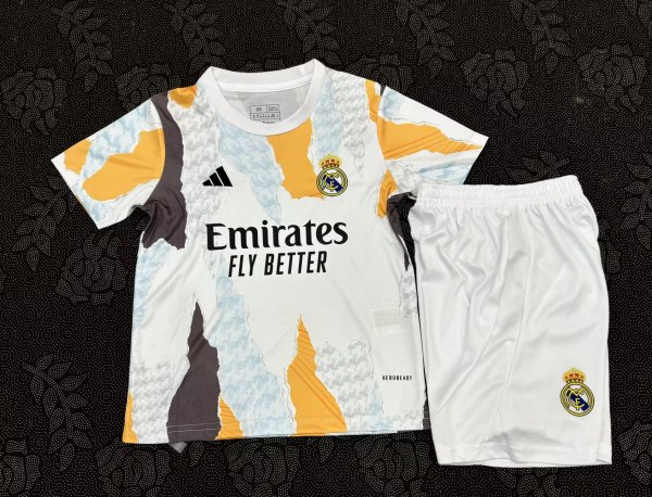 25/26 Real Madrid Training Clothes Kids Kits 1:1 Quality Soccer Jersey