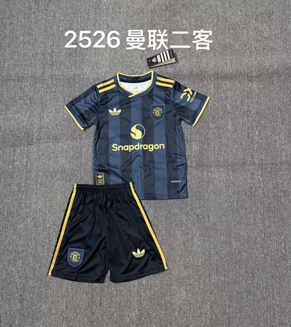25/26  Manchester United Third Kids Kits 1:1 Quality Soccer Jersey