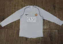 2007-2008 Manchester United Grey Long Sleeve 1:1 Retro Soccer Jersey