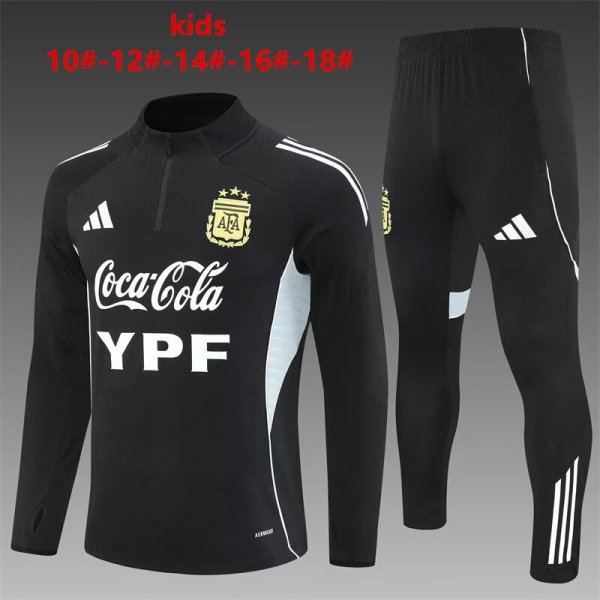 25/26  Argentina Black Kids 1:1 Quality Training Jersey