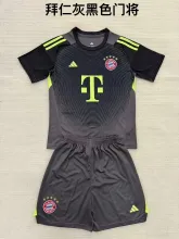 25/26 Bayern Munich  Grey Black Goalkeeper Kids 1:1 Soccer Jersey