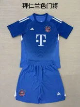 25/26 Bayern Munich Blue Goalkeeper Kids 1:1 Soccer Jersey