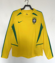 2002 Brazil Home Long Sleeve Fans Retro  1:1 Quality  Soccer Jersey