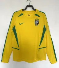 2002 Brazil Home Long Sleeve Fans Retro  1:1 Quality  Soccer Jersey