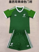 25/26 Mexico Goalkeeper Green Kids 1:1 Quality Soccer Jersey