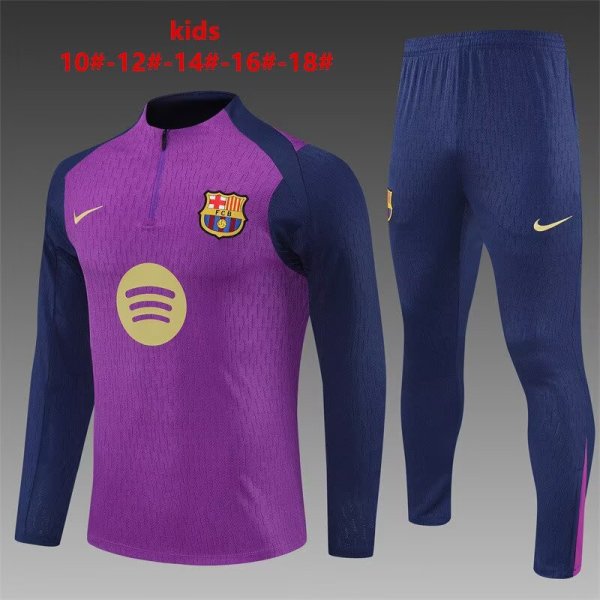 25/26  Barcelona Kids Purple Player Version 1:1 Quality Training Jersey