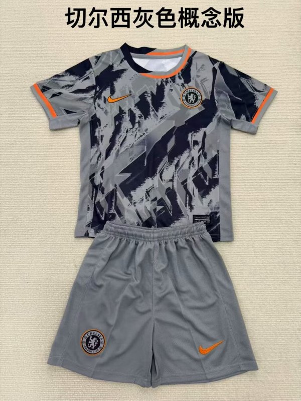 25/26 Chelsea Grey Special Edition Kids Kits 1:1 Quality Soccer Jersey
