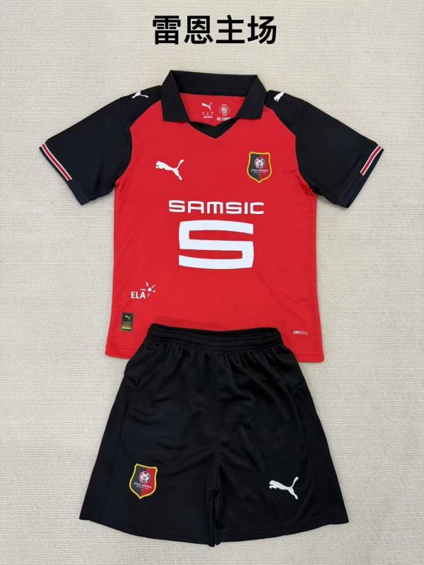 25/26 Stade Rennais Home Kids Kits 1:1 Quality Soccer Jersey