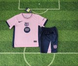 25/26 Barcelona  Special Edition Dark Pink Kids Kits 1:1 Quality Soccer Jersey