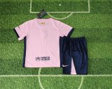 25/26 Barcelona  Special Edition Dark Pink Kids Kits 1:1 Quality Soccer Jersey