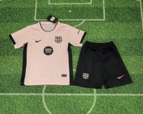 25/26 Barcelona  Light  Pink Kids Kits 1:1 Quality Soccer Jersey