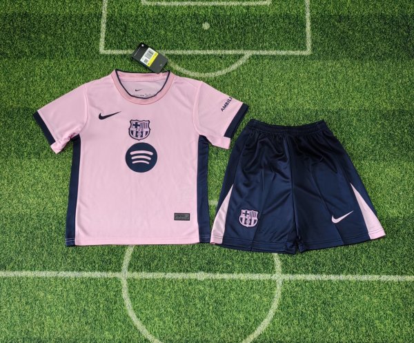 25/26 Barcelona  Special Edition Dark Pink Kids Kits 1:1 Quality Soccer Jersey