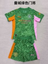25/26 Manchester City Goalkeeper Green Kids Kits 1:1 Quality Soccer Jersey