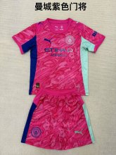 25/26 Manchester City Goalkeeper Purple Kids Kits 1:1 Quality Soccer Jersey