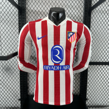 25/26 Atletico Madrid Home Long Sleeve Player 1:1 Quality Soccer Jersey