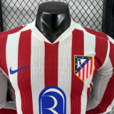25/26 Atletico Madrid Home Long Sleeve Player 1:1 Quality Soccer Jersey
