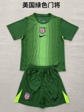 25/26 USA  Green Goalkeeper 1:1  Kids Soccer Jersey