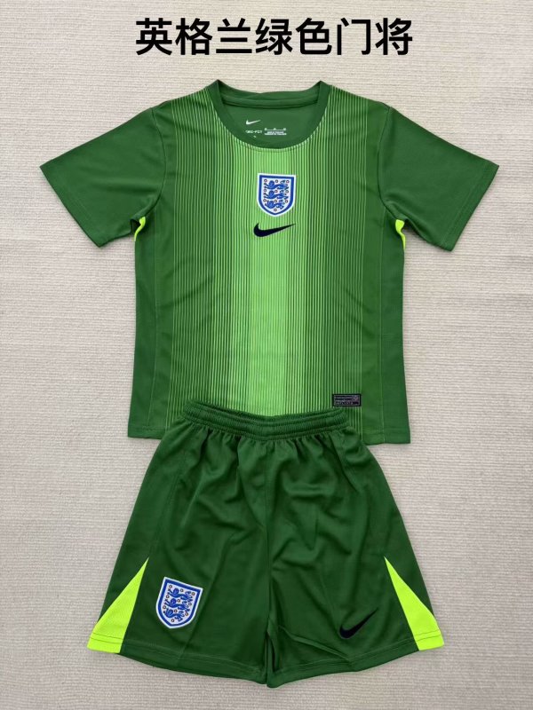 25/26 England  Green Goalkeeper Kids 1:1 Quality Soccer Jersey