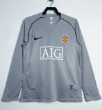 2007-2008 Manchester United Grey Long Sleeve Goalkeeper 1:1 Retro Soccer Jersey