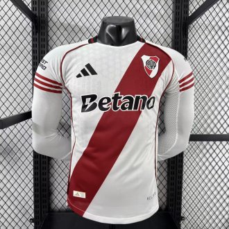 25/26 River Plate Home Long Sleeve Player 1:1 Quality Soccer Jersey
