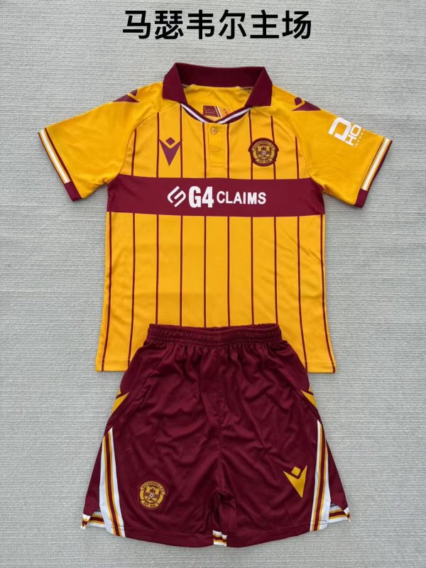 25/26 Motherwell Home Kids KIits 1:1 Soccer Jersey