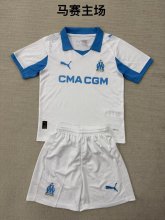 25/26 Marseille Home Kids Kits 1:1 Quality Soccer Jersey