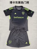 25/26 Boca Black goalkeeper Kids 1:1 Quality Soccer Jersey