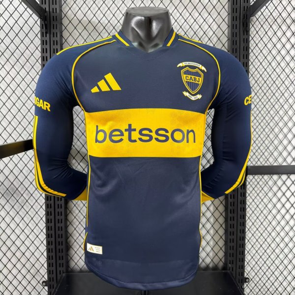25/26  Boca Home Long Sleeve Player 1:1 Quality Soccer Jersey