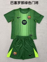 25/26 Barcelona  Goalkeeper Green  Kids Kits 1:1 Quality Soccer Jersey