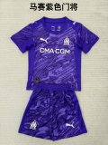 25/26 Marseille Goalkeeper Purple Kids Kits 1:1 Quality Soccer Jersey
