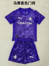 25/26 Marseille Goalkeeper Purple Kids Kits 1:1 Quality Soccer Jersey