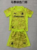 25/26 Marseille Goalkeeper Kids Kits 1:1 Quality Soccer Jersey