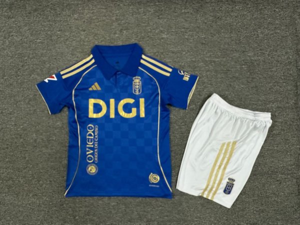 25/26 Real Oviedo Home Kids  Kits  1:1 Soccer Jersey
