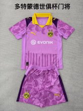 25/26 Dortmund Goalkeeper Purple Kids Kits  1:1 Quality Soccer Jersey
