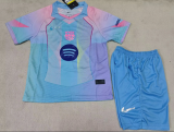 25/26 Barcelona  Special Edition Blue Kids Kits 1:1 Quality Soccer Jersey