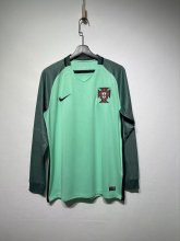 2016 Portugal Away Long Sleeve Fans 1:1 Retro Soccer Jersey