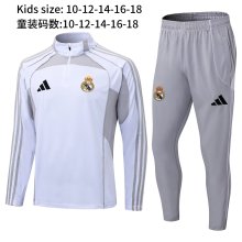 25/26 Real Madrid White gray Kids  1:1 Quality Training Jersey