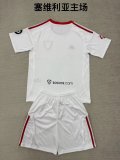 25/26  Sevilla FC Home Kids Kits 1:1 Quality  Soccer Jersey