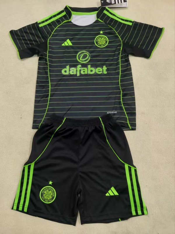 25/26 Celtic Away  Kids KIits 1:1 Quality Soccer Jersey