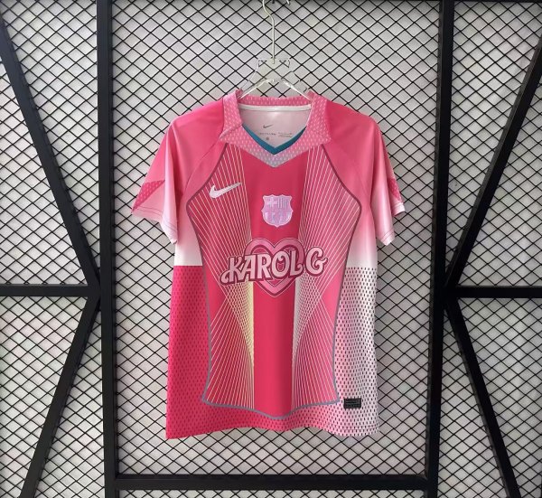 25/26 Barcelona Pink KAROLG  Fans 1:1 Quality Soccer Jersey (广告版)