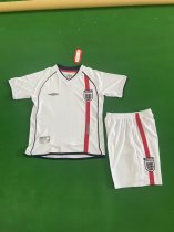 2002 England Home White 1:1  Kids Retro Soccer Jersey