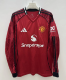 25/26  Manchester United Home  Long Sleeve Fans 1:1 Quality Soccer Jersey