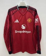 25/26  Manchester United Home  Long Sleeve Fans 1:1 Quality Soccer Jersey