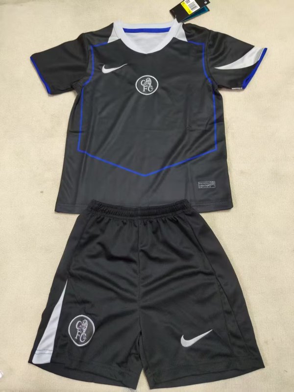 25/26 Chelsea Black Third Kids Kits 1:1 Quality Soccer Jersey