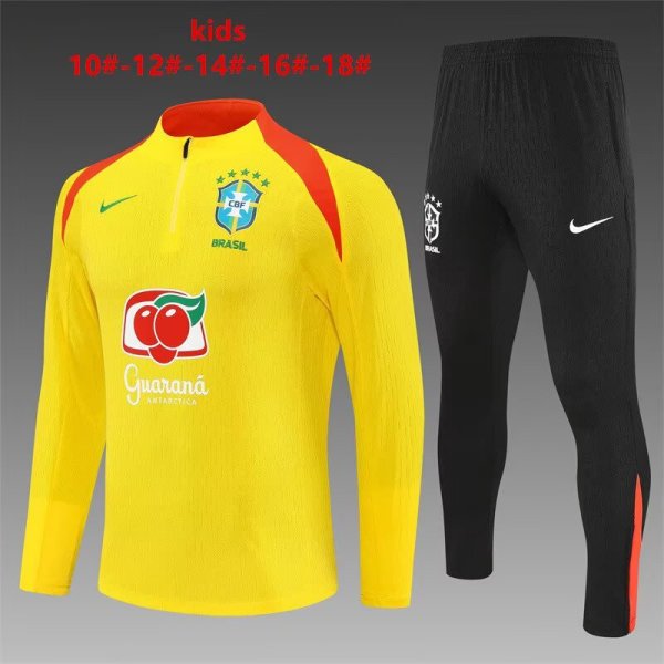 25/26  Brazil  Yellow Player Version  Kids 1:1 Quality Training Jersey