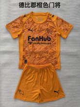 25/26 Derby County Goalkeeper Orange Kids Kits 1:1 Quality Soccer Jersey